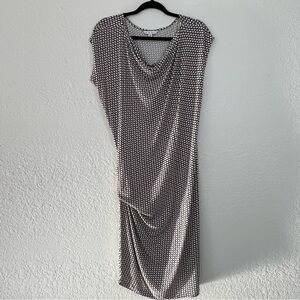 CAbi‎ Monroe Stretch Cowl Neck Black White Print Dress Women’s Medium Style #614